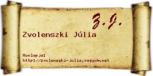 Zvolenszki Júlia névjegykártya
